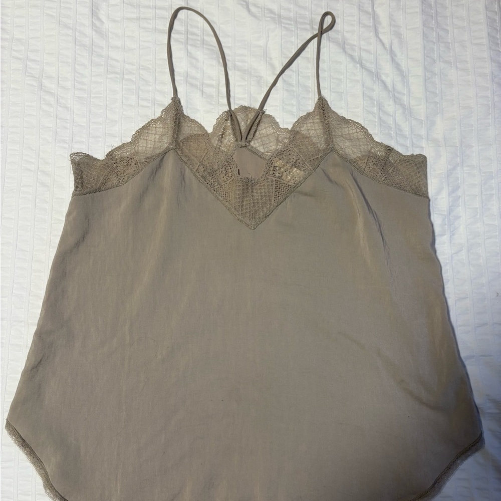 Lovestitch Tan Lace Trim Tank Top